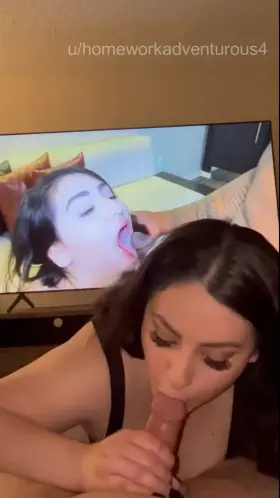 Hubby watching BBC cum on my tongue and then talking about my husband's cock [Sound on, Click REDGIFS]