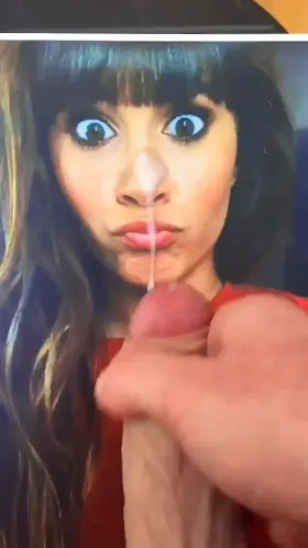 Spraying a good load on her face...