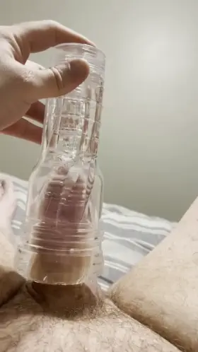 Cock Edging with my clear Fleshlight