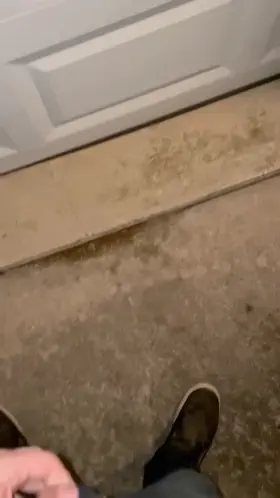 Pissing on a garage door