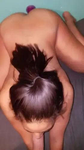 Multi Tasking Asian Dildoing Herself and sucking cock