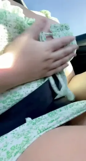Flashing my tits in the car like a good slut [F]