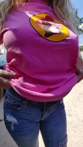 It's too hot for shirts, better pull it up!