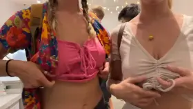 Flashing our tits while everyone was distracted choosing their desserts