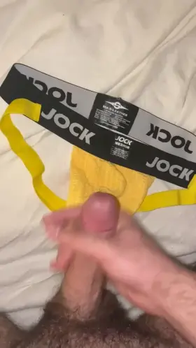 Shooting onto my yellow jock