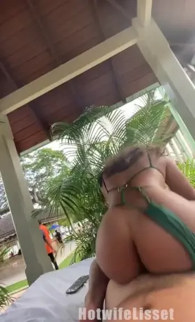 I fucked a cock on my vacation while people casually walked by and watched from the bar [00:48]