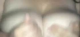 Burying my boyfriend's cock in my big tits (f+m)