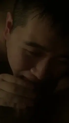 Asian boy sucks white daddy's cock