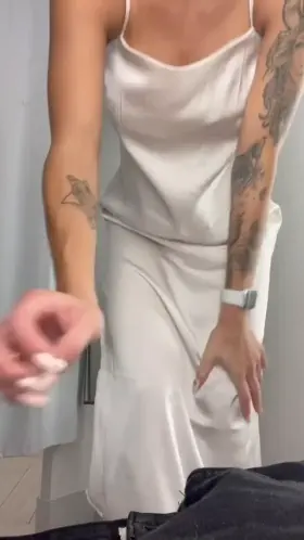 a really beautiful young girl in an evening dress undresses for you in the dressing room) 21F