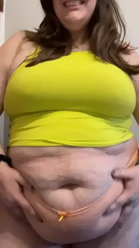playing with my soft tits and belly in slo-mo 🧡