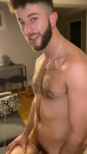 Watch this hunk smile at me while breeding my boyfriend
