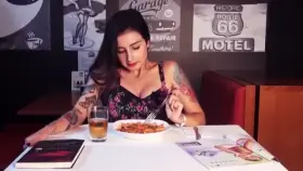 Trying To Eat Some Pasta While Vibrator Is Vibing In My Pussy