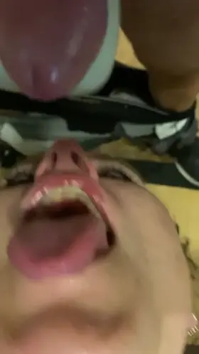 Using the magic wand to milk out and splatter every bit of cum onto my face and tongue