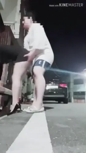 Chinese tgirl gets fucked on the side of the road