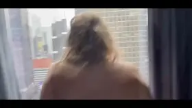 Throwing it back with a view of manhattan