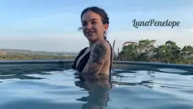 Showing off in the mini pool at the glamping site [sbta]