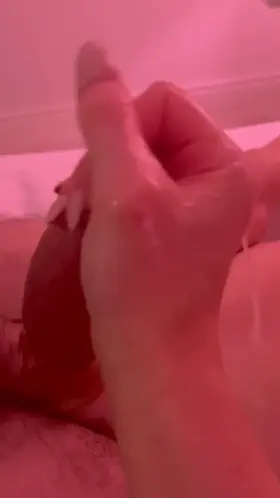 Making his oiled up cum from a handjob