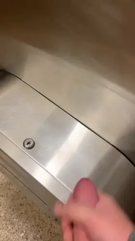Launch lots of cum on bathroom stall