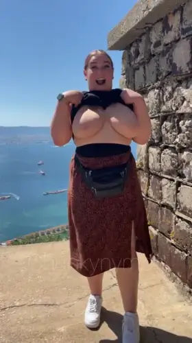 Flashing my tits on the rock of Gibraltar [gif]