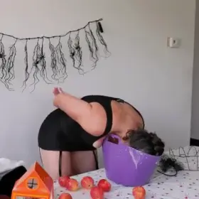 Ever see a girl bob for apples in a bucket full of cum? Now you have ;)