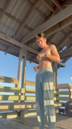 Jerkin off by the ocean