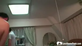 Hottie uses her fingers before they fuck her