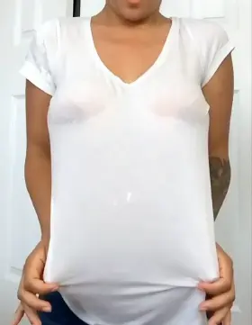 Just my brown MILF tits in a wet white top.