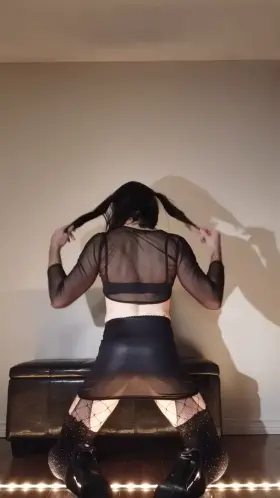 Look closely and tell me what you see when my skirt flips up