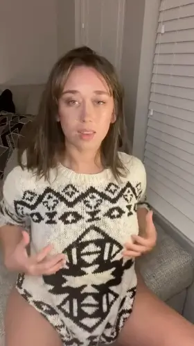 The baggier the sweater, the more fun the reveal.