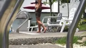 Met an Asian cumslut by the pool
