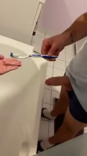 Tiffany Leiddi Brushing Her Teeth With Cum
