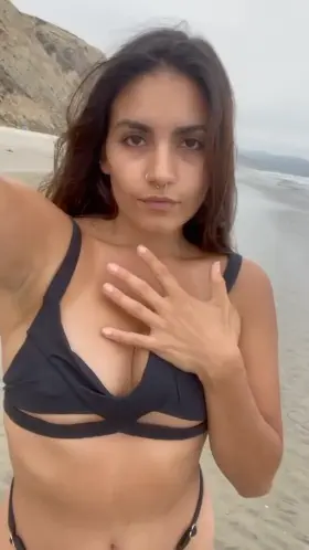 Wanna come lick my shaved pussy at the beach?