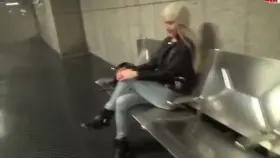 Blowjob And Pussy Fuck Before Dripping Cum Off Ass Onto Subway Seat And Leaving It
