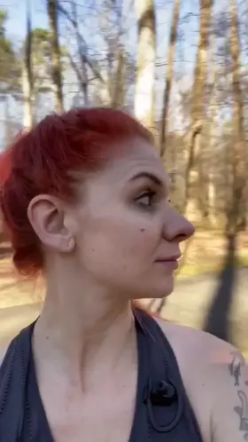 Sneaky sweaty titty flash on the running trail! 🙈