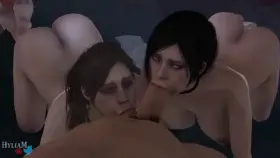 Ada And Claire Sloppy Blowjob (Hyliam)
