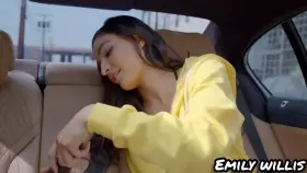 Emily Willis having fun in a car