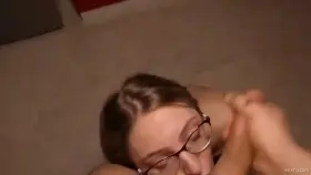 Girl in Glasses Gets Cum in Her Mouth