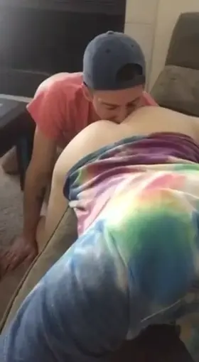 Husband having his ass eaten by a younger guy