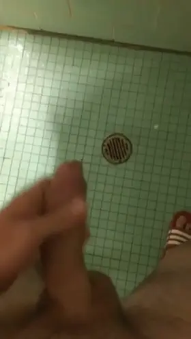 College boy pumping my massive 14-rope cumshot all over my dorm showers!