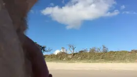 Public erection CFNM gets a beach audience - short clip