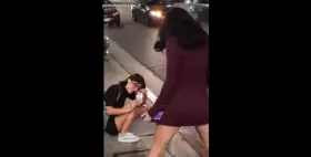 Two Beauties Wash The Night Road After The Club! - 2