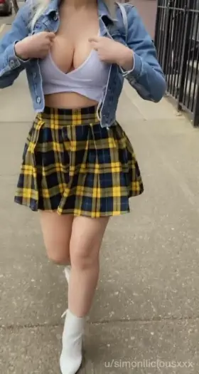 Stacked Student Likes To Show Her Tits On The Street