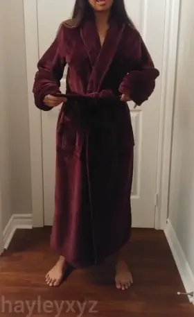 Removing my robe and showing off my assets for you. Did you prefer my tits or ass?