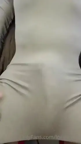 Ejaculating through her grey catsuit