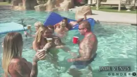 Nadia Love, Colby Jansen, Johnny Hill, Dillon Diaz, Adira Allure - Trans Pool Party #3 [GIF]