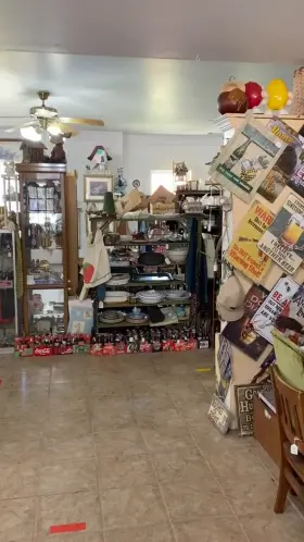 Having fun at an antique store in Georgia