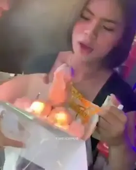 Eating birthday dildo cake