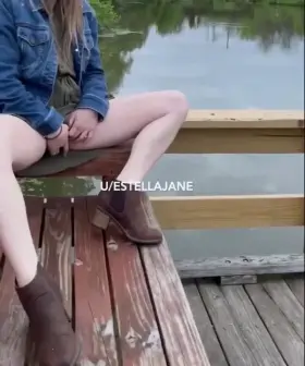 Fingering myself by the lake, can you hear how wet I am? 🤭💦