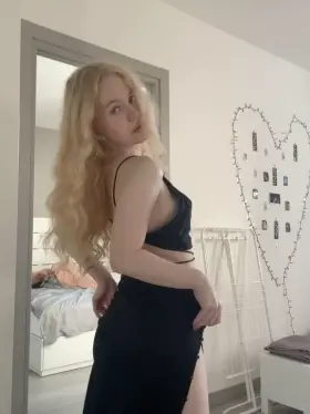 wearing a sexy hot night dress with my blonde hair