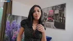 Julia De Lucia shows off her perky boobs and takes on a huge cock